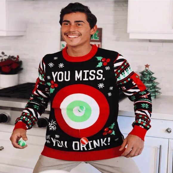Drinking Game Men’s Fun Humorous Knit Sweater NEW Fast Ship